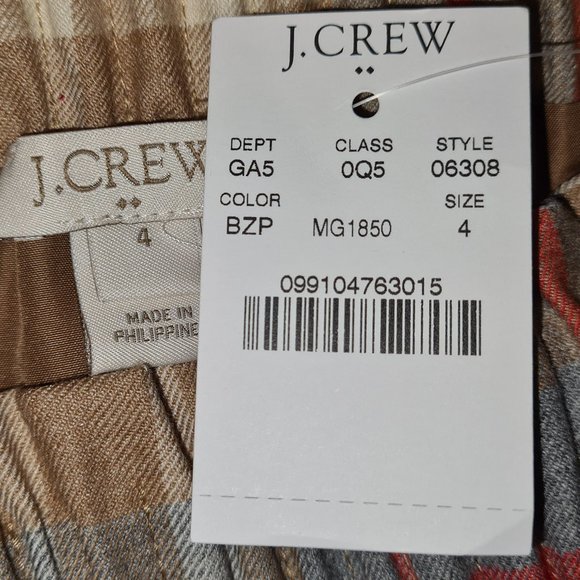 J.Crew NWT Plaid Sidewalk Skirt size 4 - Picture 4 of 5